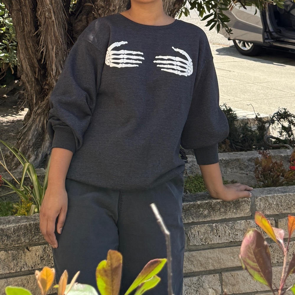 Skeleton Hands Graphic Sweatshirt